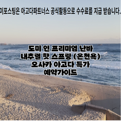 도미 인 프리미엄 난바 내추럴 핫 스프링 (온천욕) 오사카 아고다 특가 예약가이드
