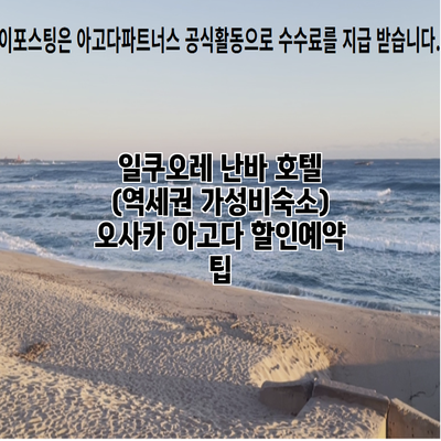 일쿠오레 난바 호텔 (역세권 가성비숙소) 오사카 아고다 할인예약 팁