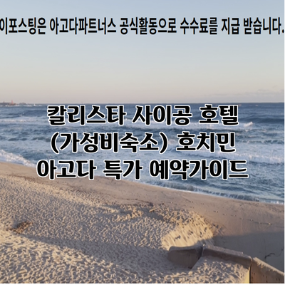 칼리스타 사이공 호텔 (가성비숙소) 호치민 아고다 특가 예약가이드