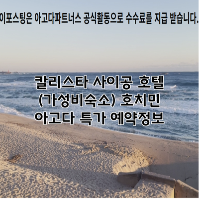 칼리스타 사이공 호텔 (가성비숙소) 호치민 아고다 특가 예약정보
